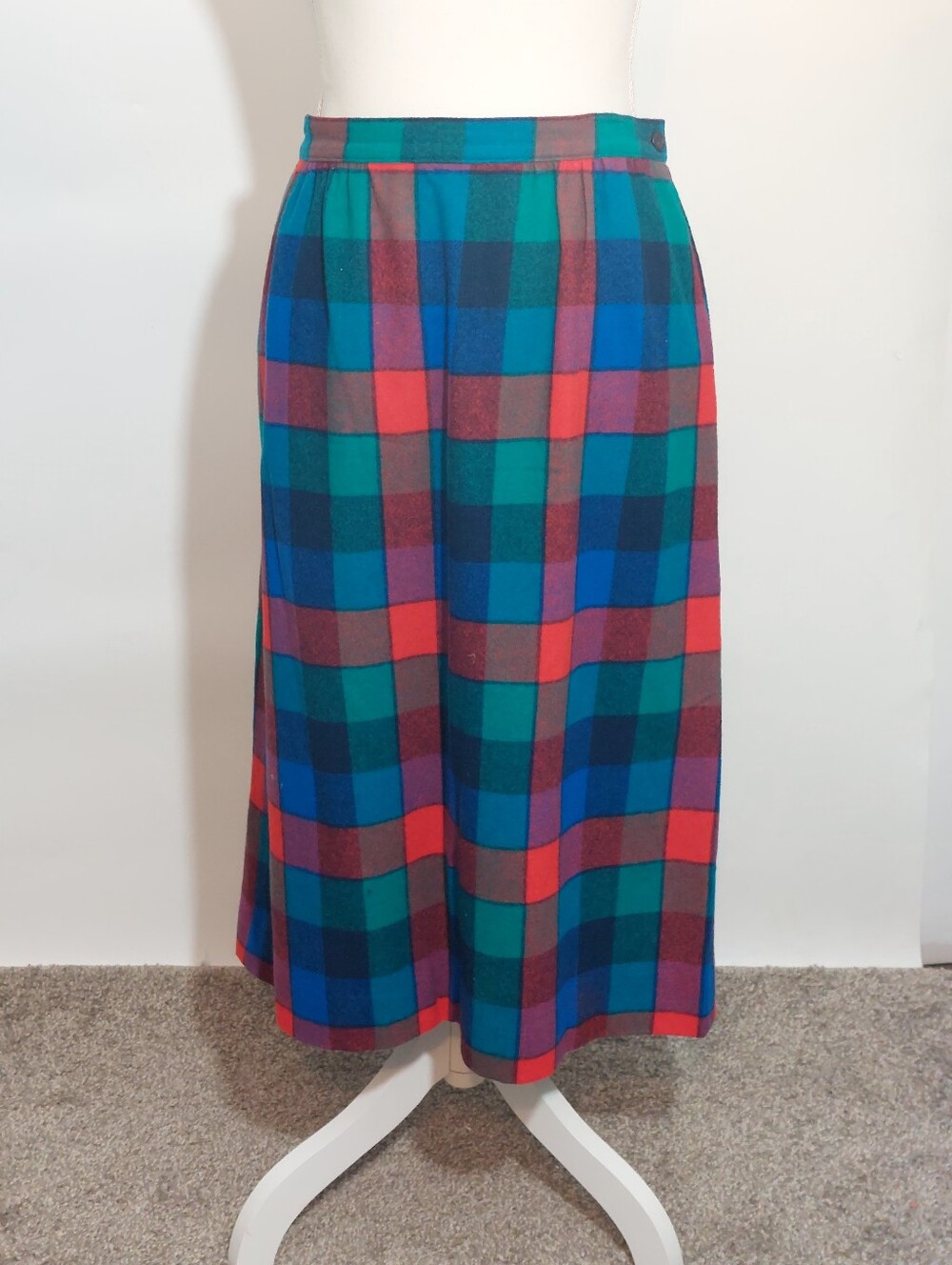 1980s Wool Pendleton Skirt Holidays Bold Plaid Size 14 Pockets 32x28